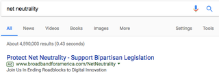 Illustration for article titled An ISP Shill Group Is Trotting Out Misleading Google Ads About Net Neutrality